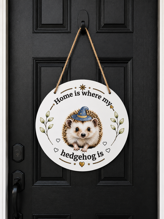 Home Is Where My Hedgehog Is – Interchangeable Seasonal Door Hanger with 12 Magnetic Accessories