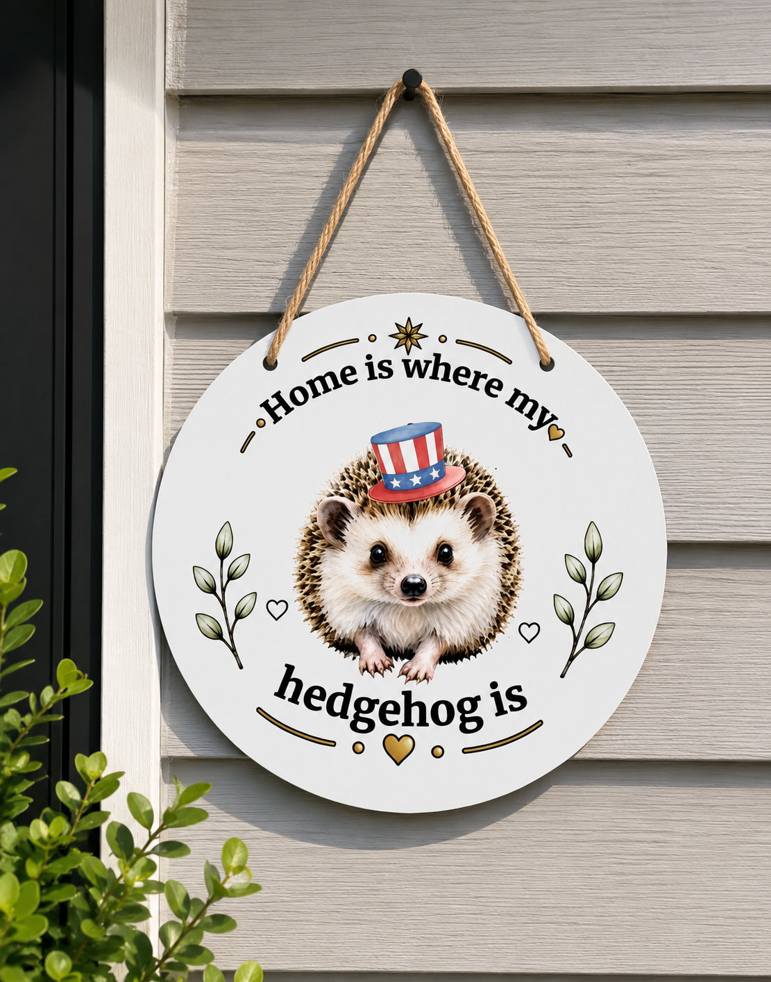 Home Is Where My Hedgehog Is  – Interchangeable Seasonal Door Hanger