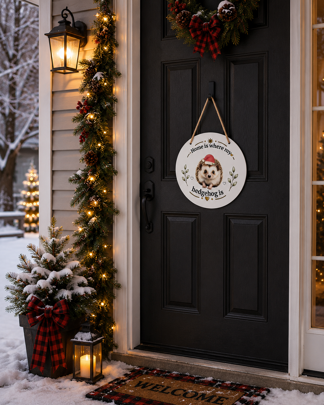 Home Is Where My Hedgehog Is  – Interchangeable Seasonal Door Hanger