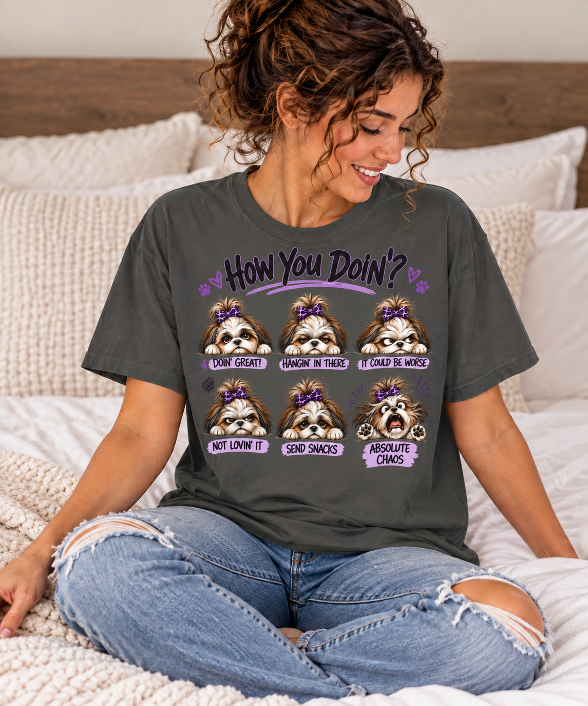 How You Doin'? Shih Tzu Mood Shirt | AttiTudies™ Funny Dog Graphic T-Shirt
