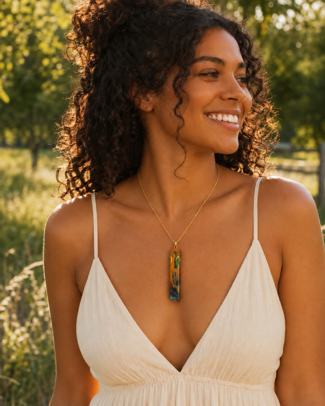 Autumn Static – Upcycled 3D Printer Filament Pendant Necklace