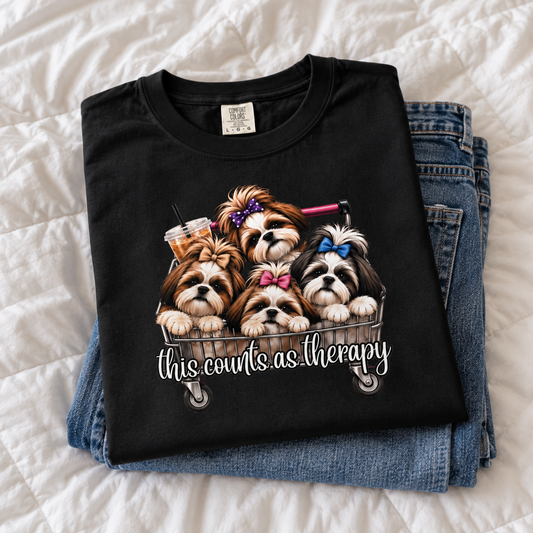Shih Tzu Therapy T-Shirt | "This Counts as Therapy" Funny Dog Graphic Tee