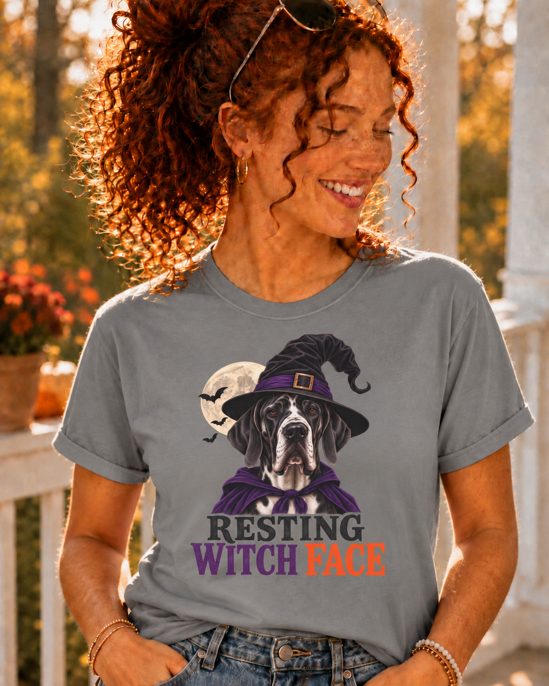Resting Witch Face Great Dane T-Shirt – Funny Halloween Dog Tee