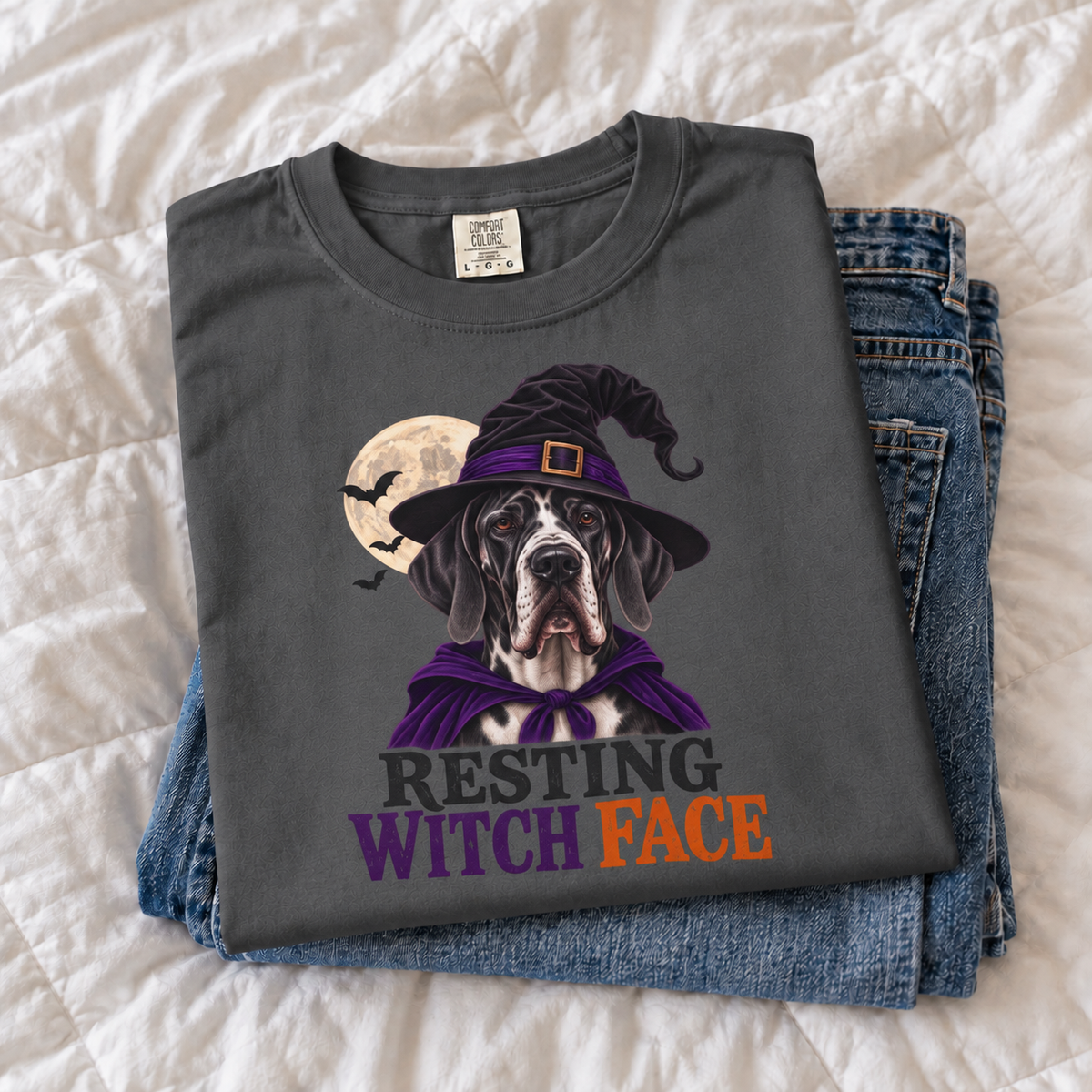 Resting Witch Face Great Dane T-Shirt – Funny Halloween Dog Tee