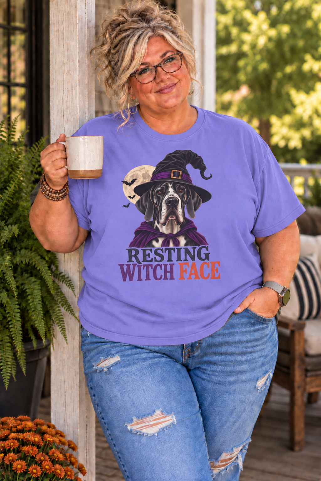 Resting Witch Face Great Dane T-Shirt – Funny Halloween Dog Tee