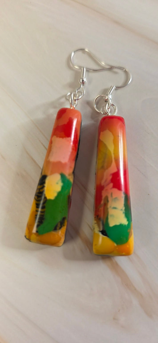 Painted Chaos – One-of-a-Kind Upcycled Filament Drop Earrings, Handmade in Missouri