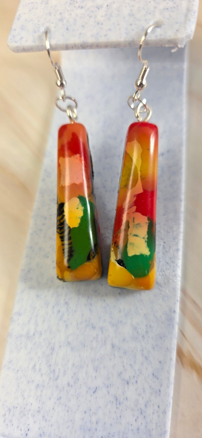 Painted Chaos – One-of-a-Kind Upcycled Filament Drop Earrings, Handmade in Missouri