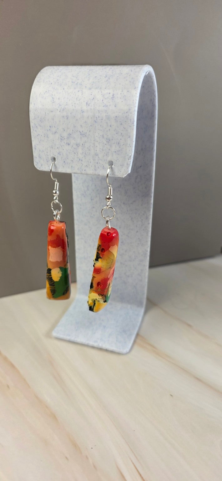 Painted Chaos – One-of-a-Kind Upcycled Filament Drop Earrings, Handmade in Missouri