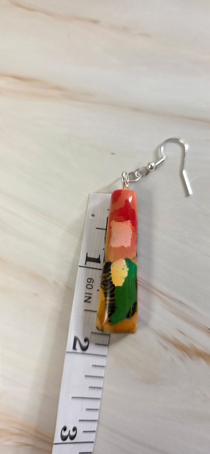 Painted Chaos – One-of-a-Kind Upcycled Filament Drop Earrings, Handmade in Missouri