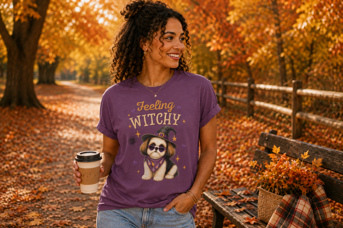 Feeling Witchy Halloween Shih Tzu T-Shirt
