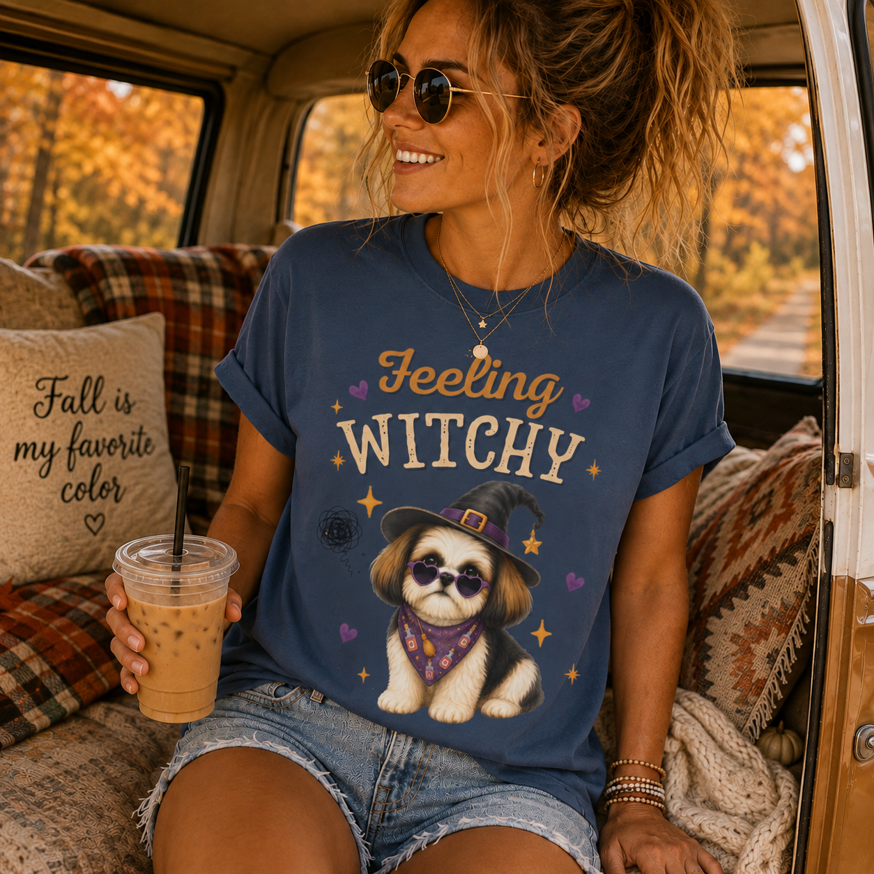 Feeling Witchy Halloween Shih Tzu T-Shirt