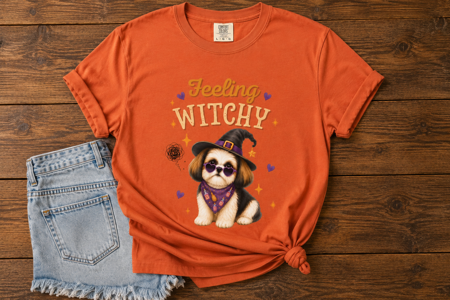 Feeling Witchy Halloween Shih Tzu T-Shirt