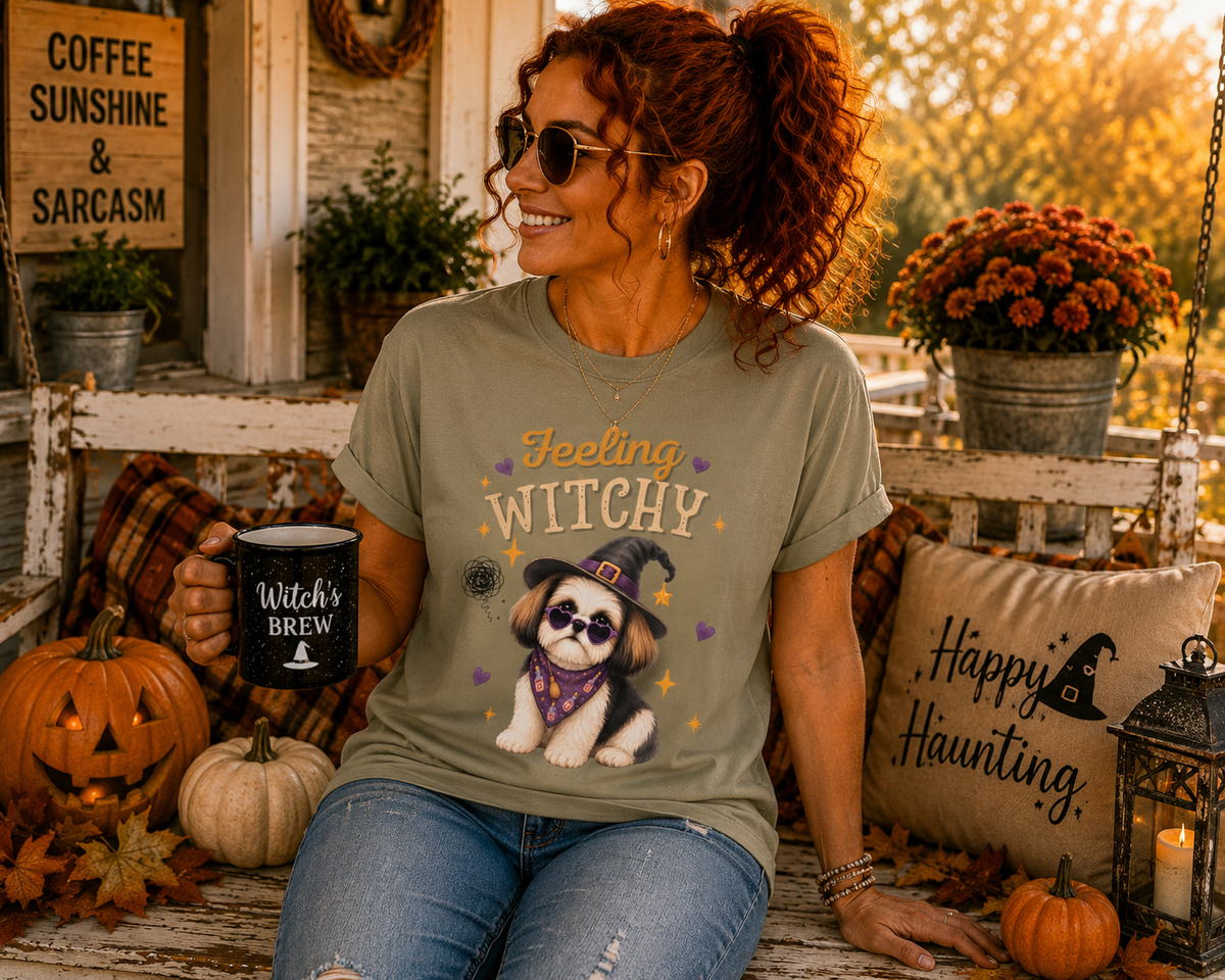Feeling Witchy Halloween Shih Tzu T-Shirt