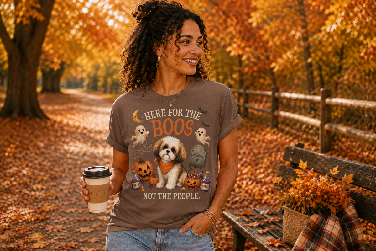 Here for the Boos. Not the People. | Funny Shih Tzu Halloween T-Shirt