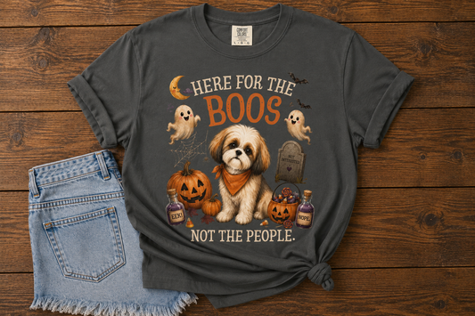 Here for the Boos. Not the People. | Funny Shih Tzu Halloween T-Shirt