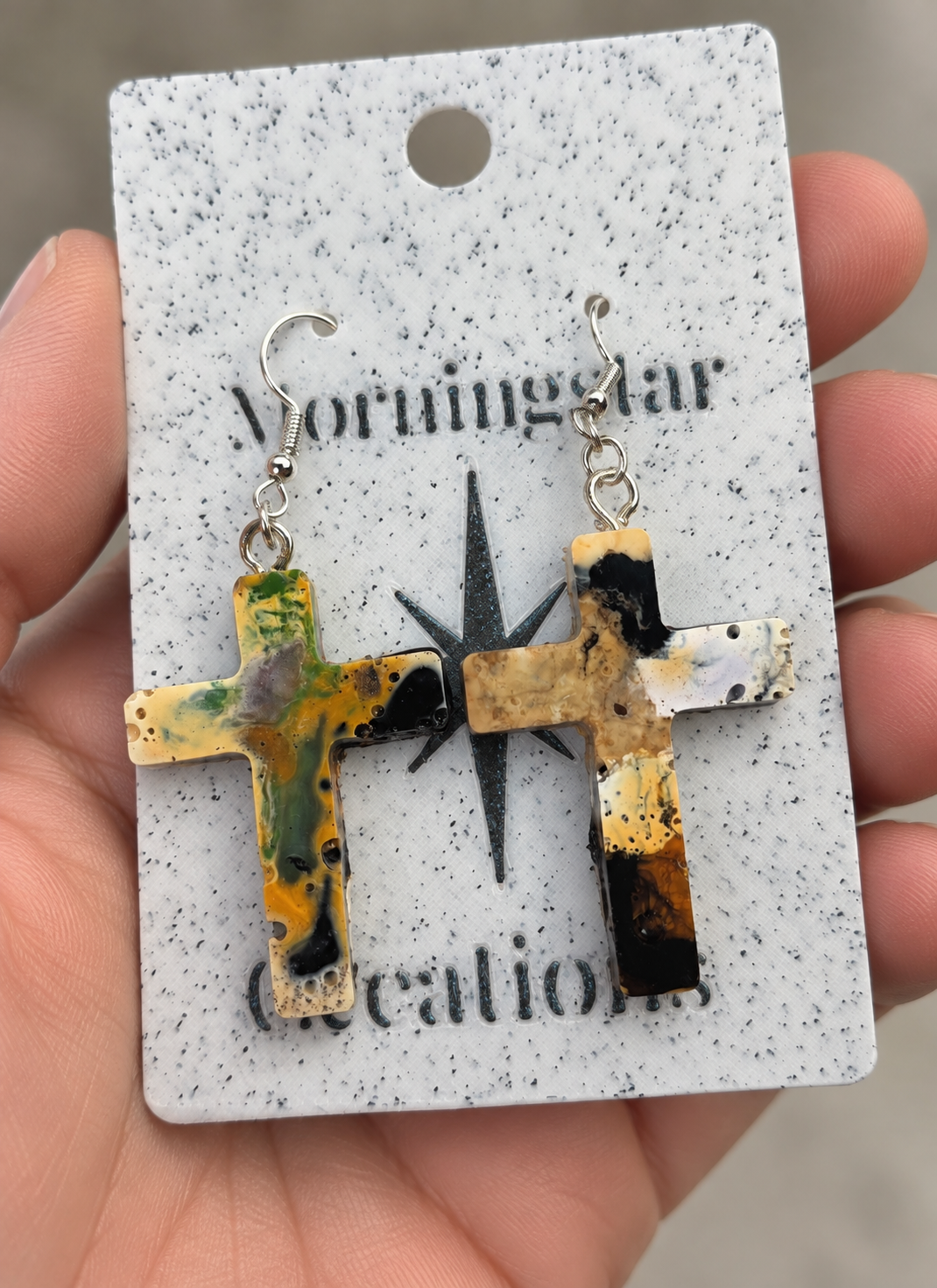 Faith in the Chaos – One-of-a-Kind Upcycled Cross Earrings