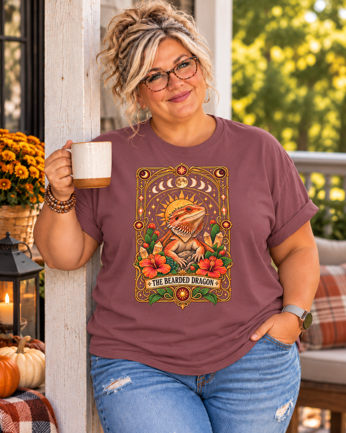 Bearded Dragon Tarot Card T-Shirt, Mystical Reptile Graphic Tee