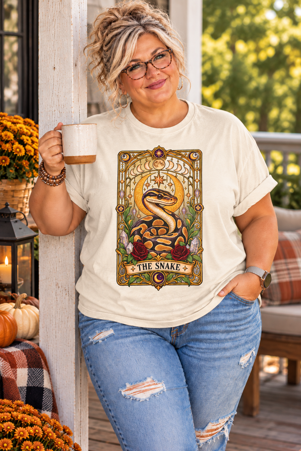 Ball Python Tarot T-Shirt – The Snake Celestial Graphic Tee
