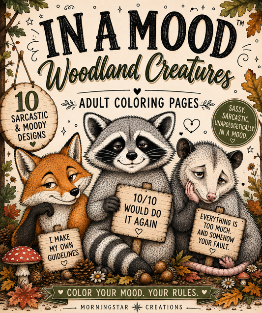 In a Mood Woodland Creatures – 10 Sarcastic Adult Coloring Pages