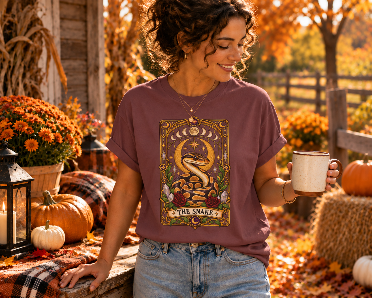 Ball Python Tarot T-Shirt – The Snake Celestial Graphic Tee