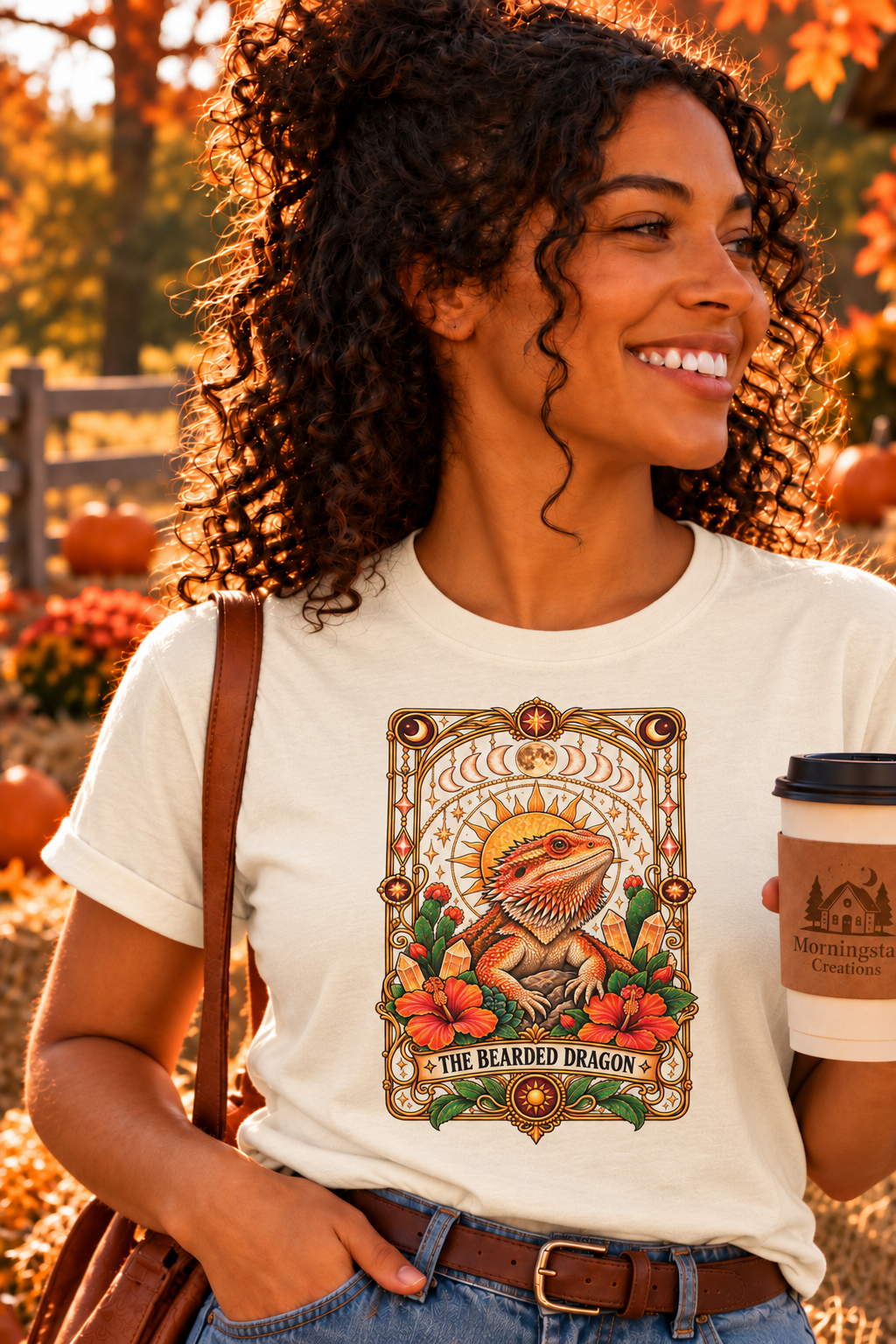 Bearded Dragon Tarot Card T-Shirt, Mystical Reptile Graphic Tee