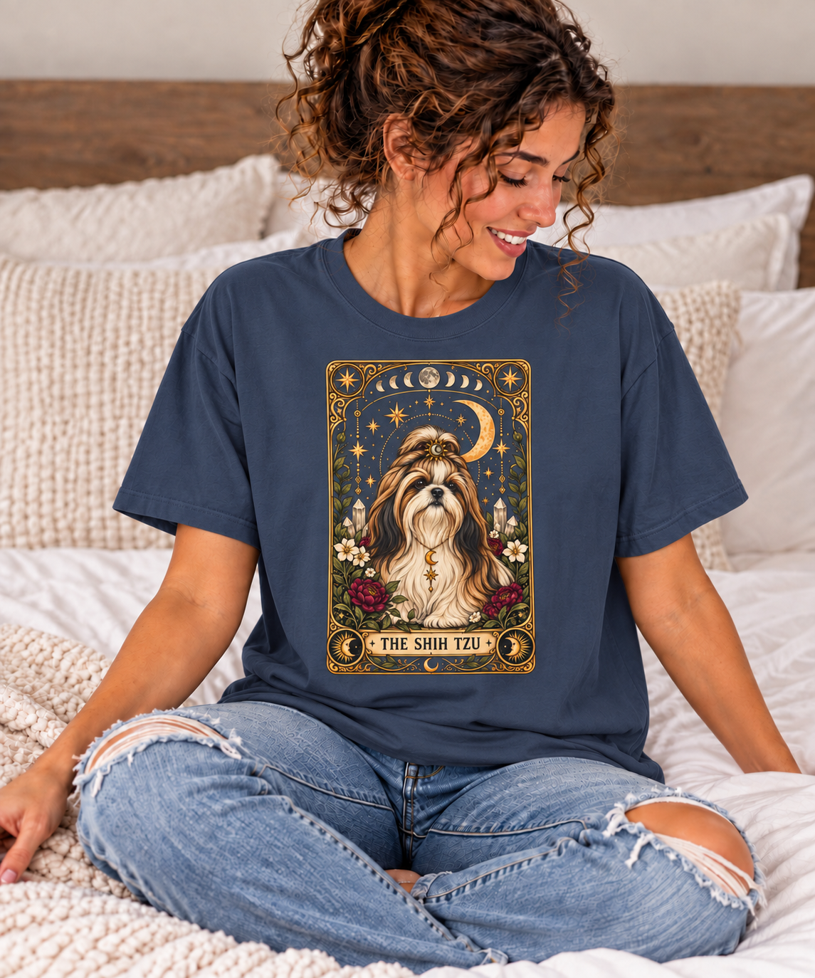 Shih Tzu Tarot Card Double-Sided T-Shirt