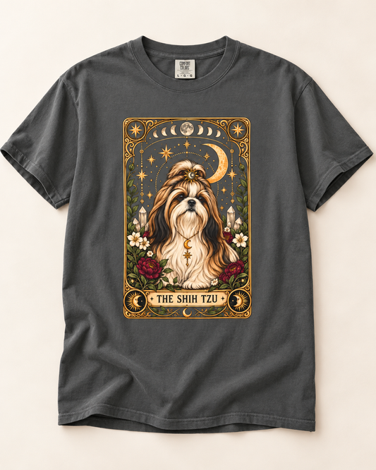 Shih Tzu Tarot Card Double-Sided T-Shirt