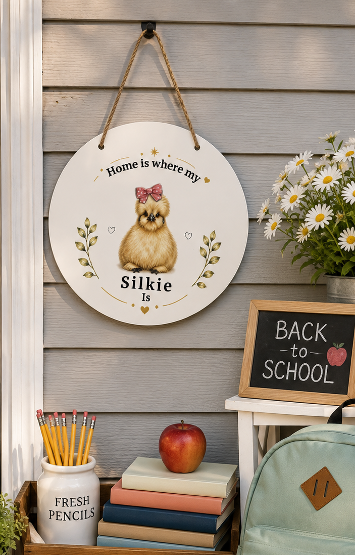 Home Is Where My Silkie Is Sign – Interchangeable Magnetic Seasonal Hats