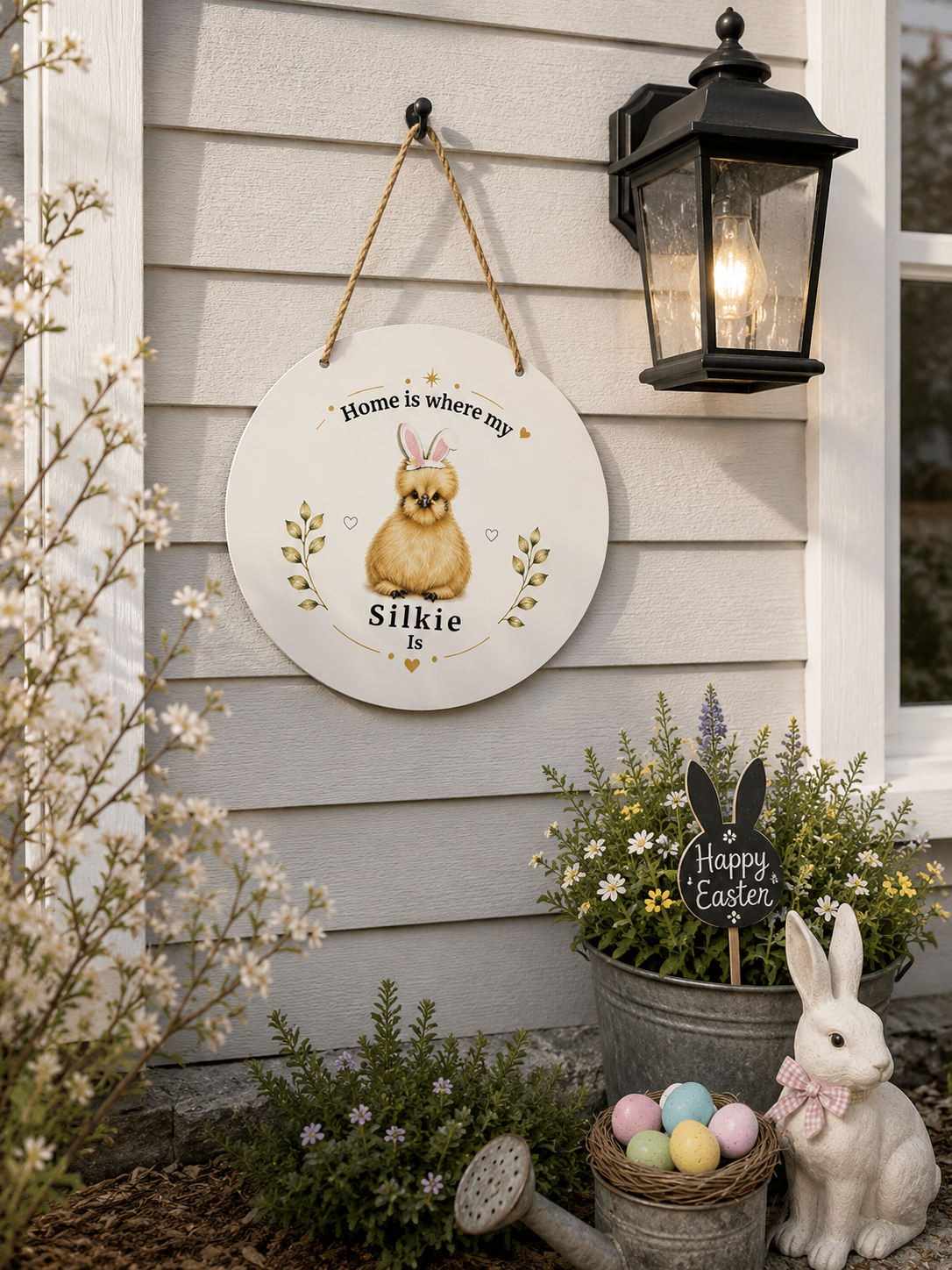 Home Is Where My Silkie Is Sign – Interchangeable Magnetic Seasonal Hats