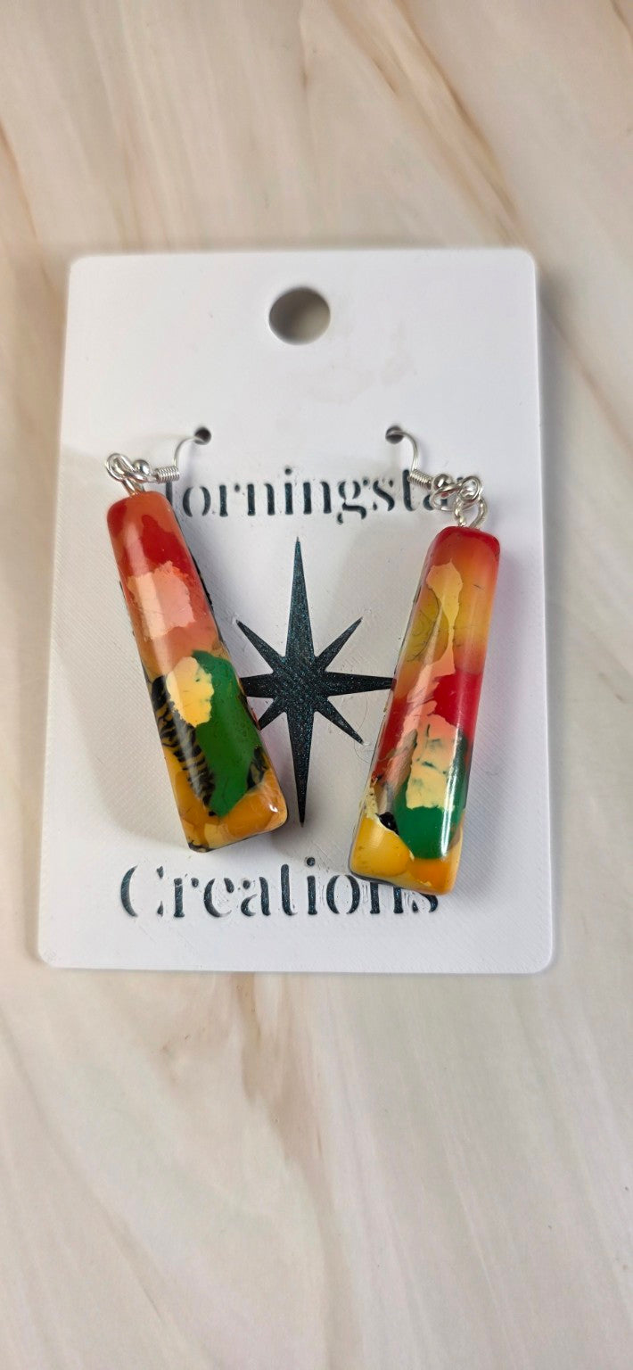Painted Chaos – One-of-a-Kind Upcycled Filament Drop Earrings, Handmade in Missouri