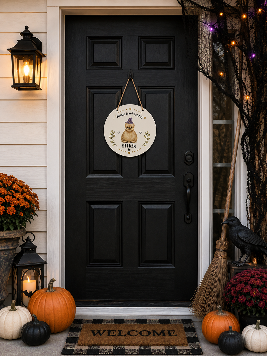 Home Is Where My Silkie Is Sign – Interchangeable Magnetic Seasonal Hats