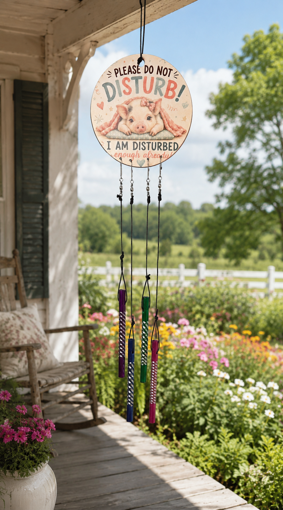 Please Do Not DISTURB! Mini Pig Wind Chime