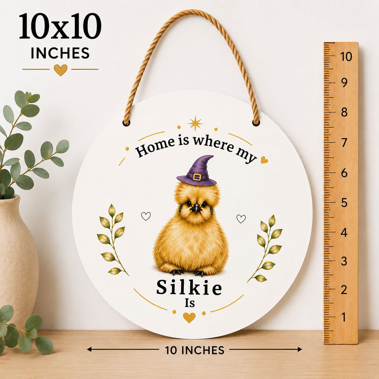 Home Is Where My Silkie Is Sign – Interchangeable Magnetic Seasonal Hats